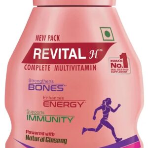 Revital H for Woman with Multivitamins, Calcium, Zinc & Natural Ginseng for Daily Immunity Strong Bones, and Enhances Energy Level – 30 Capsules