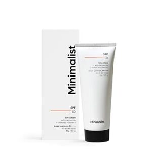 Minimalist Cream Sunscreen SPF 50 Lightweight With Multi-Vitamins, No White Cast, Broad Spectrum PA ++++ Acne Safe For Unisex, 50g