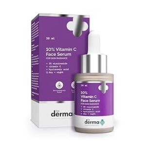 The Derma Co 10% Vitamin C Face Serum I With Vitamin C, 5% Niacinamide & Hyaluronic Acid I For Skin Radiance I Day + Night Regimen | Suitable For All Skin Types | 30ml