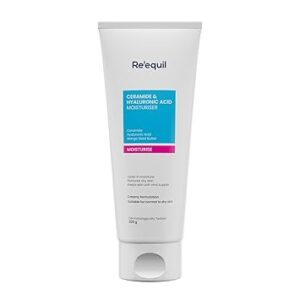 RE’ EQUIL Ceramide & Hyaluronic Acid Moisturiser | Moisturizer For Face | Barrier Repair Cream | Long Lasting Hydration | Suitable For Normal To Dry Skin | 100G