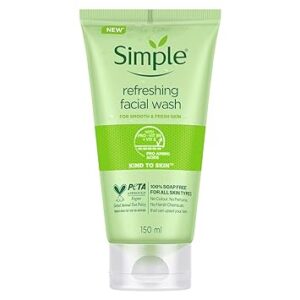 Simple Kind To Skin Refreshing Face Wash 150 ml | 100% soap-free gentle cleanser for sensitive, dry & oily skin, for women & men