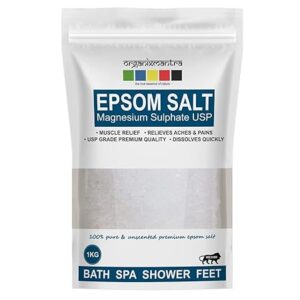 Organix Mantra Epsom Bath Salt Crystal And Bath | For Muscle Relief, Relieves Aches & Pain – 1Kg, Granule