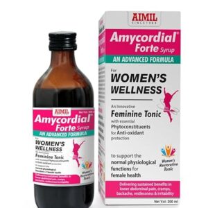 AIMIL Amycordial Forte Syrup – 200ml | Women Wellness | Feminine Tonic | Enriched with Antioxidants | Ashoka, Lodhra, Shatavari