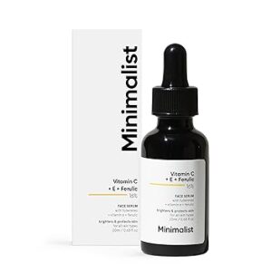 Minimalist 16% Vitamin C Face Serum (Advanced) With Vit E, & Ferulic Acid For Glowing Skin | Advanced Brightening Formula With Power of Vit C & E, Ferulic Acid & Fullerenes | 20ml
