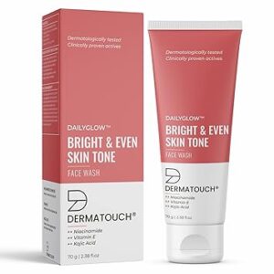 DERMATOUCH Bright & Even Tone Face Wash with Niacinamide, Vitamin E and Kojic Acid | Daily Gentle Face Cleanser For Tan, Pigmentation, Uneven Tone, Dark Spot Removal – 70G