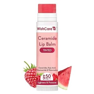 WishCare Tinted Lip Balm with SPF 50 PA+++ – Brightening Lip Balm for Dark Lips with Kojic Acid & Niacinamide- SPF lip balm for Women 5g
