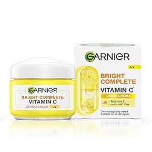 Garnier Skin Naturals Bright Complete Vitamin C Serum UV Cream, Vitamin C Day Cream for Sun Protection and Skin Brightening – Suitable For all Skin Types, 45g